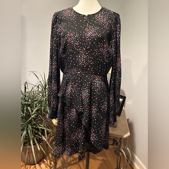 KATE SPADE CONFETTI PRINT SMOCKED SHIRT DRESS Zip Front Size 10 - Picture 16 of 16